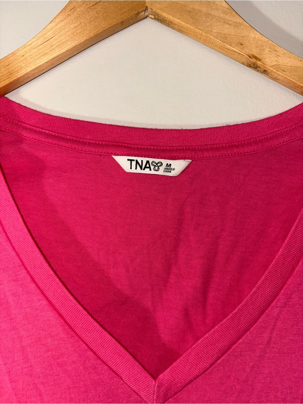 TNA V-Neck Short Sleeve Tee in Bright Pink - Picture 2 of 4
